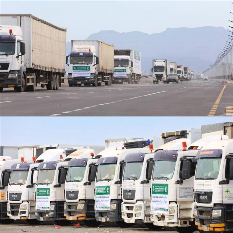 وصول 20 شاحنة مساعدات غذائية مقدمة من مركز الملك سلمان للإغاثة إلى عدن