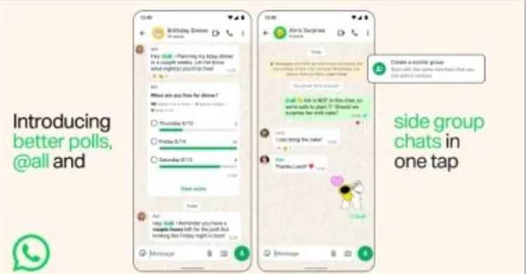 واتساب يطرح ميزات جديدة.. إنشاء مجموعات فرعية ومواعيد لانتهاء التصويت