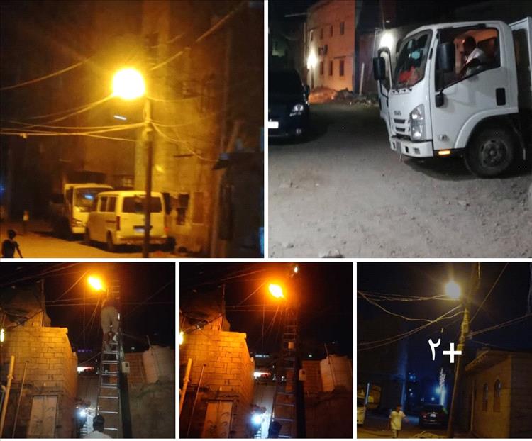 تنفيذ أعمال صيانة لإنارة الشوارع في مديرية الشيخ عثمان