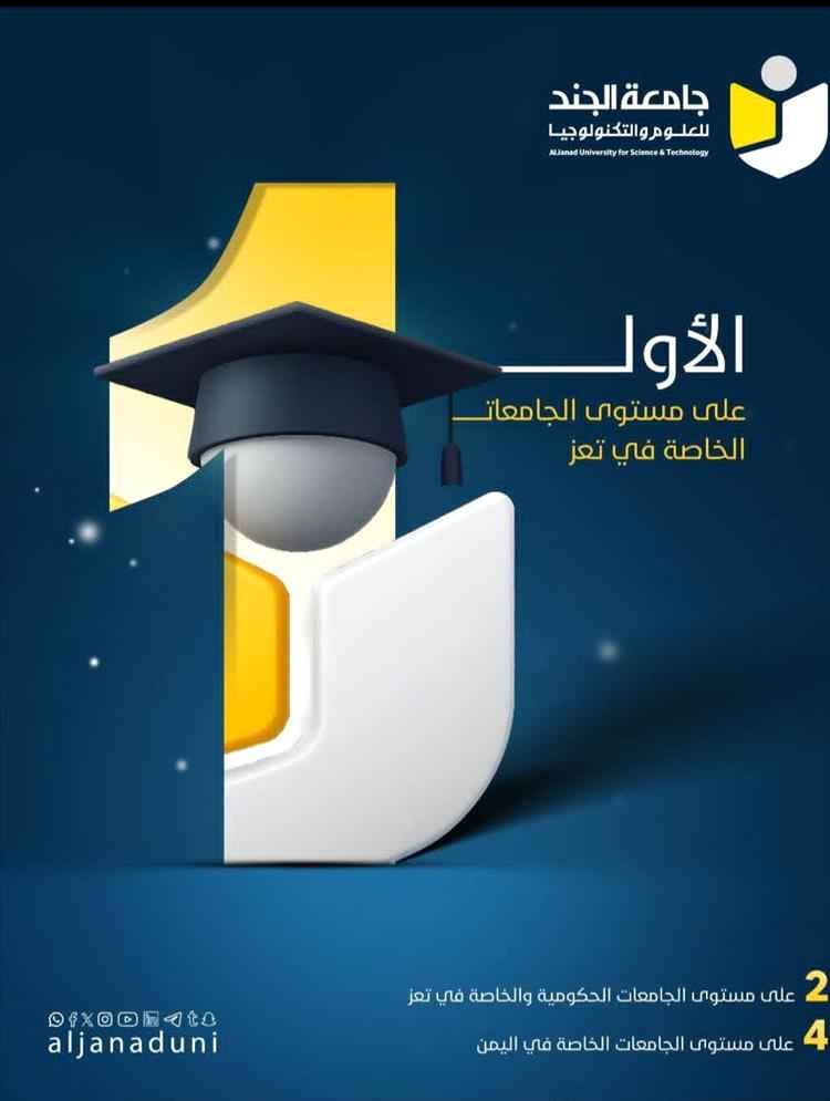 الجند تتصدر الجامعات الخاصة في تعز وفق تصنيف ويب ماتريكس العالمي 2026