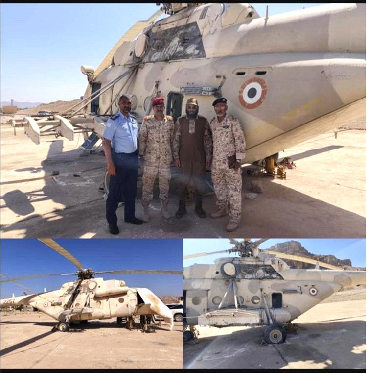 الحارثي يزور مهبط الطيران العسكري بالمنطقة الأولى للاطلاع على دراسة إعادة جاهزية طائرتين هيلوكبتر