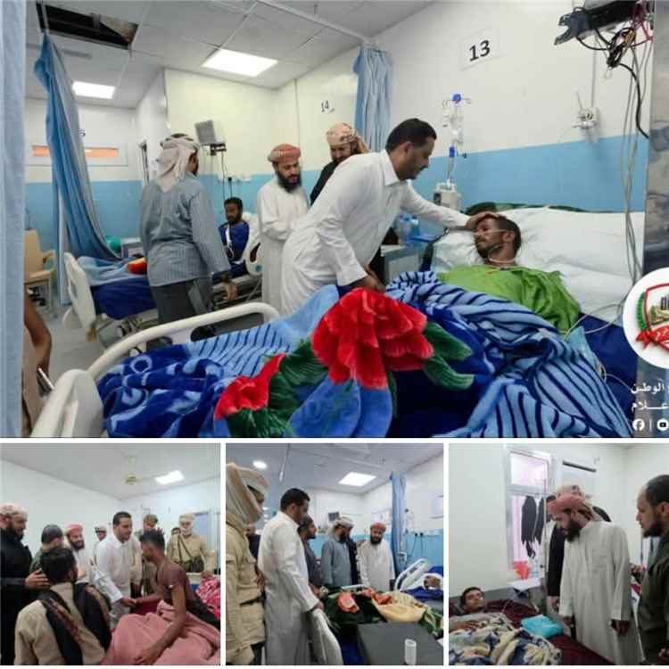 قيادة قوات درع الوطن تتفقد جرحى القوات في مستشفيات عدن