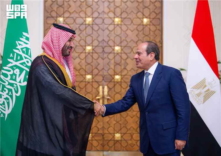 سمو ولي العهد والرئيس المصري يعقدان جلسة مباحثات موسعة لتطوير العلاقات الإستراتيجية وتعزيز أمن الملاحة البحرية